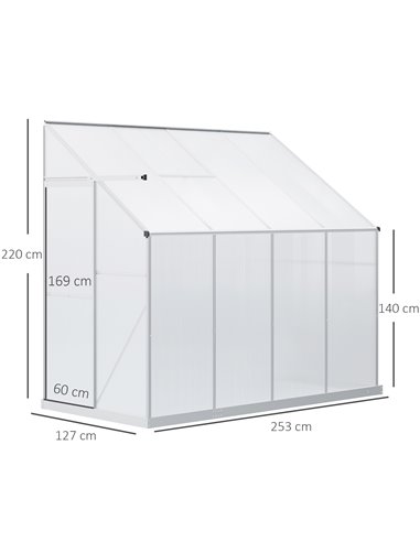 Outsunny Walk-In Lean to Greenhouse, Silver 845-391V03