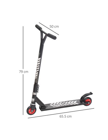 HOMCOM Push Stunt Scooter, 2 Wheels, Fixed Bar, 360 Degree-Black
