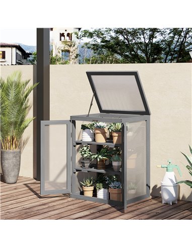 Outsunny 3-tier Wood Polycarbonate Greenhouse, Dark Grey 845-136GY