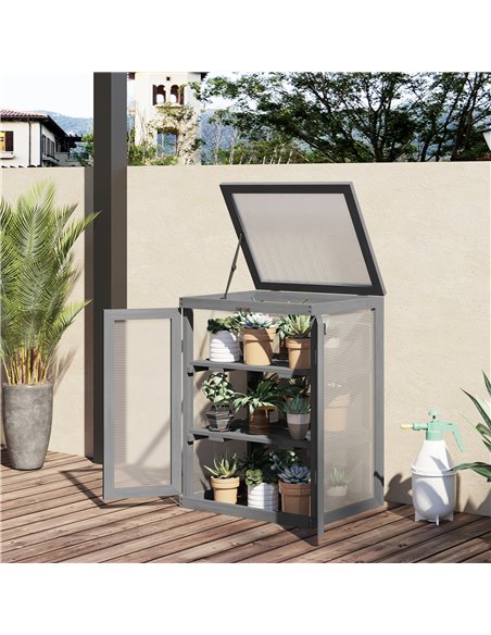 Outsunny 3-tier Wood Polycarbonate Greenhouse, Dark Grey 845-136GY - pic 38641 | FastDaddyshop