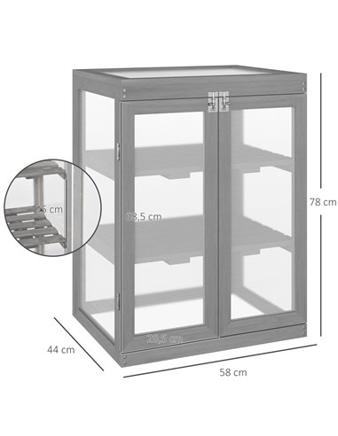 Outsunny 3-tier Wood Polycarbonate Greenhouse, Dark Grey 845-136GY