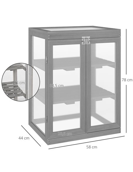 Outsunny 3-tier Wood Polycarbonate Greenhouse, Dark Grey 845-136GY - pic 38642 | FastDaddyshop