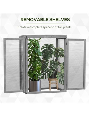 Outsunny 3-tier Wood Greenhouse Garden Polycarbonate Cold Frame Grow House w/ Storage Shelf for Plants, Flowers, Dark Grey 845-1