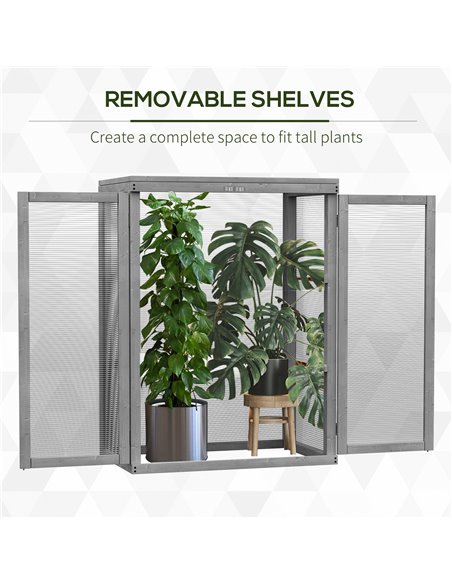 Outsunny 3-tier Wood Greenhouse Garden Polycarbonate Cold Frame Grow House w/ Storage Shelf for Plants, Flowers, Dark Grey 845-1 - pic 38646 | FastDaddyshop