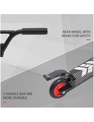 HOMCOM Push Stunt Scooter, 2 Wheels, Fixed Bar, 360 Degree-Black