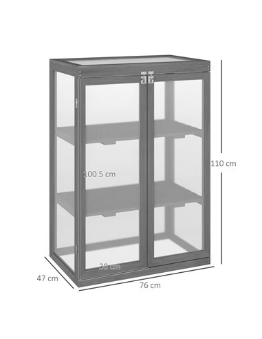 Outsunny 3-Tier Wooden Cold Frame Greenhouse, Dark Grey 845-135GY