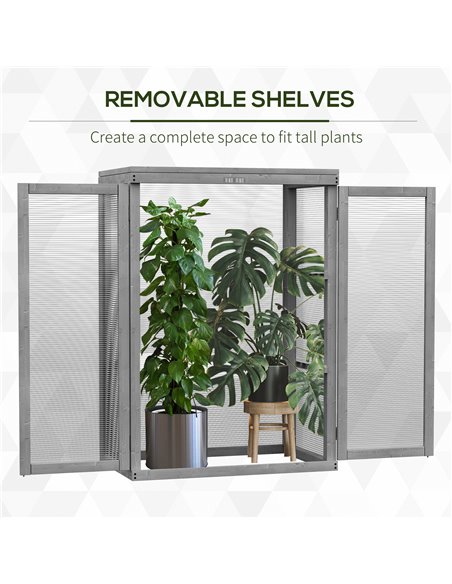 Outsunny 3-Tier Wooden Cold Frame Greenhouse Garden Polycarbonate Grow House w/ Adjustable Storage Shelf, 76 x 47 x 110 cm, Dark - pic 38655 | FastDaddyshop