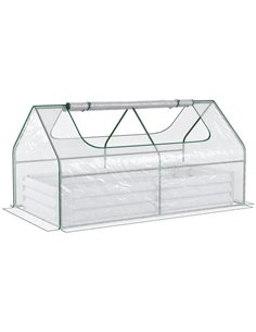 Outsunny Raised Garden Bed with Greenhouse, Clear & Grey 845-520V03TP