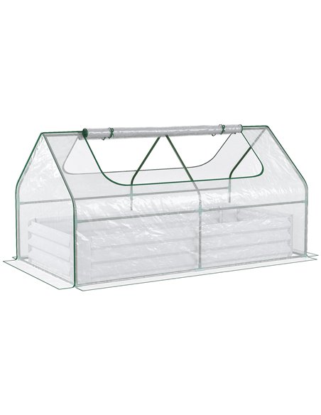 Outsunny Raised Garden Bed with Greenhouse, Clear & Grey 845-520V03TP - pic 38658 | FastDaddyshop