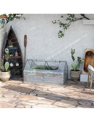 Outsunny Raised Garden Bed with Greenhouse, Clear & Grey 845-520V03TP