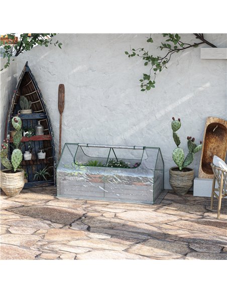 Outsunny Raised Garden Bed with Greenhouse, Clear & Grey 845-520V03TP - pic 38659 | FastDaddyshop