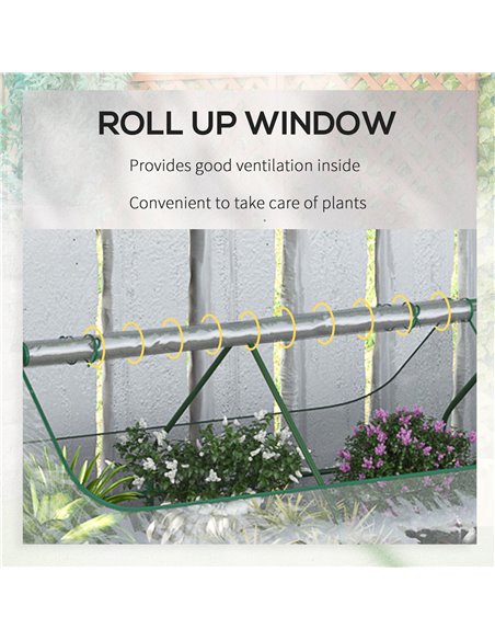 Outsunny Raised Garden Bed with Greenhouse, Steel Planter Box with Plastic Cover, Roll Up Window, Dual Use for Flowers, Vegetabl - pic 38665 | FastDaddyshop