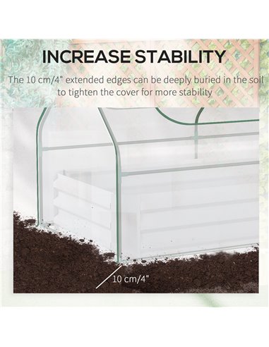 Outsunny Raised Garden Bed with Greenhouse, Steel Planter Box with Plastic Cover, Roll Up Window, Dual Use for Flowers, Vegetabl