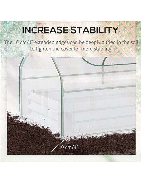 Outsunny Raised Garden Bed with Greenhouse, Steel Planter Box with Plastic Cover, Roll Up Window, Dual Use for Flowers, Vegetabl - pic 38666 | FastDaddyshop