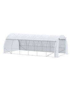Outsunny 6 x 3 x 2 m Walk in Polytunnel Greenhouse, White 845-612WT