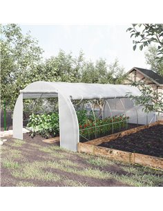Outsunny 6 x 3 x 2 m Walk in Polytunnel Greenhouse, White 845-612WT 2