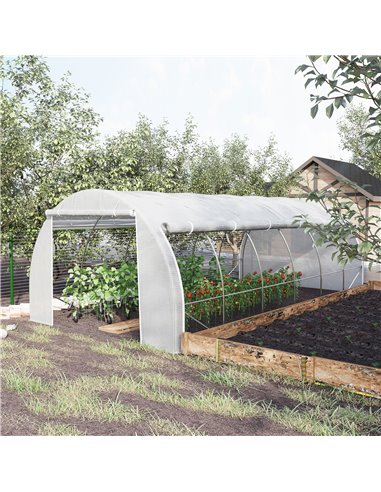 Outsunny 6 x 3 x 2 m Walk in Polytunnel Greenhouse, White 845-612WT