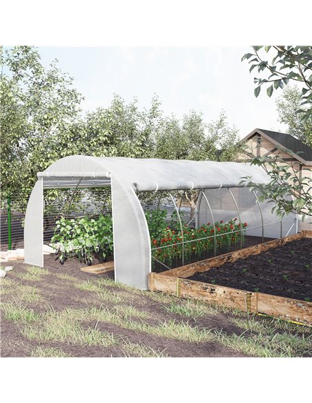 Outsunny 6 x 3 x 2 m Walk in Polytunnel Greenhouse, White 845-612WT - pic 38668 | FastDaddyshop
