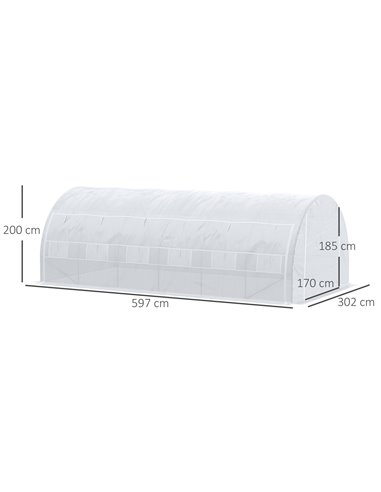 Outsunny 6 x 3 x 2 m Walk in Polytunnel Greenhouse, White 845-612WT