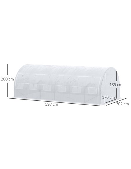 Outsunny 6 x 3 x 2 m Walk in Polytunnel Greenhouse, White 845-612WT - pic 38669 | FastDaddyshop