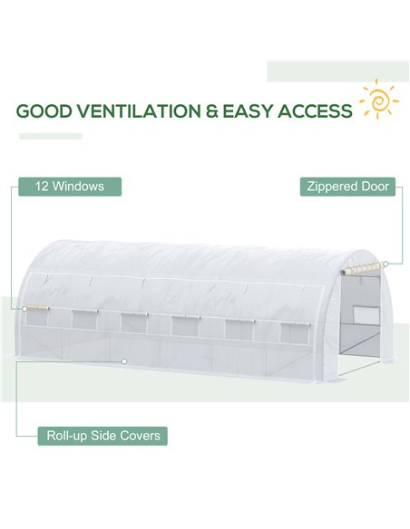 Outsunny 6 x 3 x 2 m Polytunnel Greenhouse, Walk in Pollytunnel Tent with Steel Frame, Reinforced Cover, Zippered Door and 8 Win - pic 38670 | FastDaddyshop