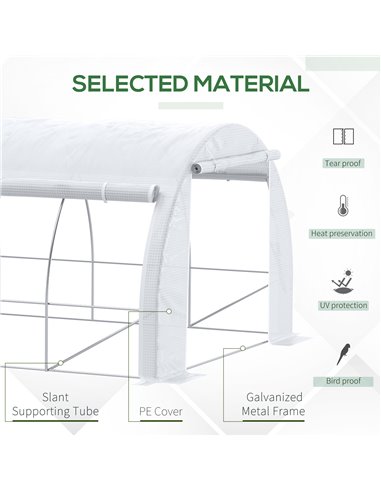 Outsunny 6 x 3 x 2 m Polytunnel Greenhouse, Walk in Pollytunnel Tent with Steel Frame, Reinforced Cover, Zippered Door and 8 Win