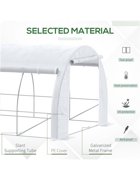 Outsunny 6 x 3 x 2 m Polytunnel Greenhouse, Walk in Pollytunnel Tent with Steel Frame, Reinforced Cover, Zippered Door and 8 Win - pic 38671 | FastDaddyshop