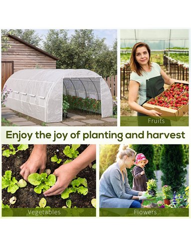 Outsunny 6 x 3 x 2 m Polytunnel Greenhouse, Walk in Pollytunnel Tent with Steel Frame, Reinforced Cover, Zippered Door and 8 Win