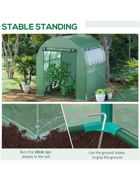 Outsunny Walk in Polytunnel Greenhouse, Green House for Garden with Roll-up Window and Door, 1.8 x 1.8 x 2 m, Green 845-775V00GN - pic 38689 | FastDaddyshop
