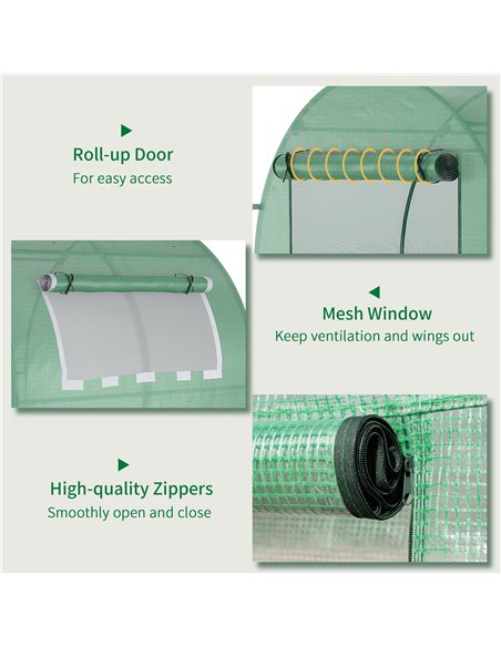 Outsunny Walk in Polytunnel Greenhouse, Green House for Garden with Roll-up Window and Door, 1.8 x 1.8 x 2 m, Green 845-775V00GN - pic 38690 | FastDaddyshop