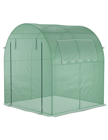 Outsunny Walk in Polytunnel Greenhouse, Green House for Garden with Roll-up Window and Door, 1.8 x 1.8 x 2 m, Green 845-775V00GN - pic 38692 | FastDaddyshop