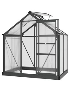 Outsunny Large Walk-In Polycarbonate Greenhouse, Grey & Clear 845-057GY