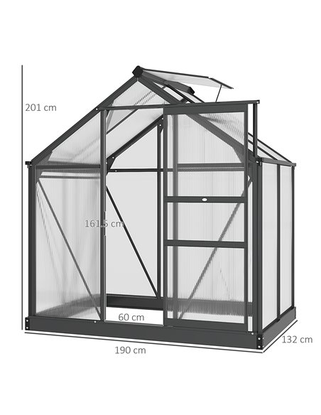 Outsunny Large Walk-In Polycarbonate Greenhouse, Grey & Clear 845-057GY - pic 38714 | FastDaddyshop