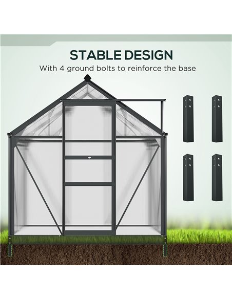 Outsunny Clear Polycarbonate Greenhouse Large Walk-In Green House Garden Plants Grow Galvanized Base Aluminium Frame with Slide  - pic 38715 | FastDaddyshop