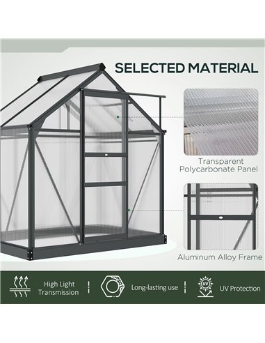 Outsunny Clear Polycarbonate Greenhouse Large Walk-In Green House Garden Plants Grow Galvanized Base Aluminium Frame with Slide 