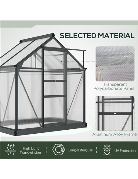 Outsunny Clear Polycarbonate Greenhouse Large Walk-In Green House Garden Plants Grow Galvanized Base Aluminium Frame with Slide  - pic 38716 | FastDaddyshop