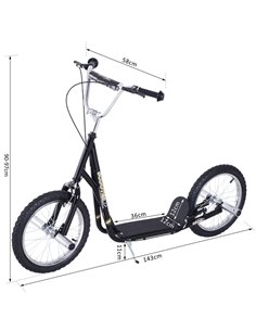 HOMCOM Pneumatic 16" Tyres Scooter-Black 2