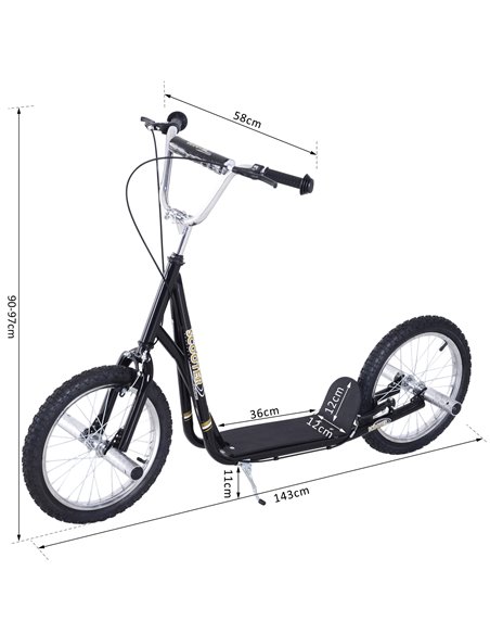 HOMCOM Pneumatic 16" Tyres Scooter-Black - pic 3872 | FastDaddyshop