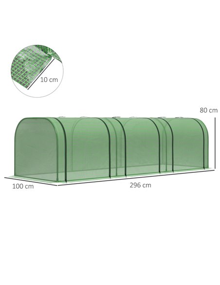 Outsunny PE Tunnel Greenhouse Green Grow House Steel Frame for Garden Backyard with Zipper Doors 295x100x80 cm Green 845-234V05G - pic 38723 | FastDaddyshop
