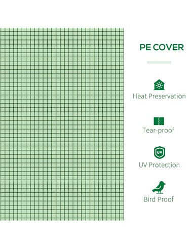 Outsunny PE Tunnel Greenhouse Green Grow House Steel Frame for Garden Backyard with Zipper Doors 295x100x80 cm Green 845-234V05G