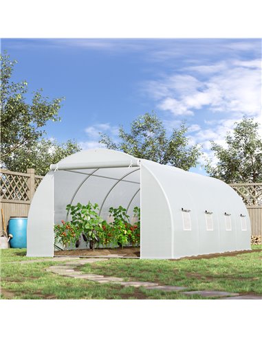 Outsunny 6 x 3 x 2 m Large Walk-In Greenhouse, White 845-120