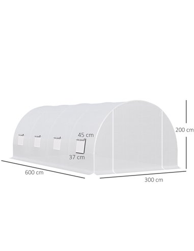 Outsunny 6 x 3 x 2 m Large Walk-In Greenhouse, White 845-120