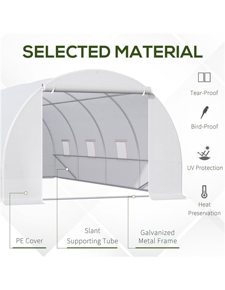 Outsunny 6 x 3 x 2 m Large Walk-In Greenhouse Garden Polytunnel Greenhouse with Metal Frame, Zippered Door and Roll Up Windows,  - pic 38733 | FastDaddyshop