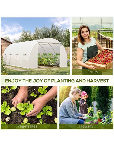Outsunny 6 x 3 x 2 m Large Walk-In Greenhouse Garden Polytunnel Greenhouse with Metal Frame, Zippered Door and Roll Up Windows, 