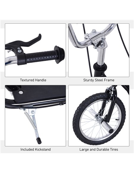 HOMCOM Pneumatic 16" Tyres Scooter-Black - pic 3874 | FastDaddyshop