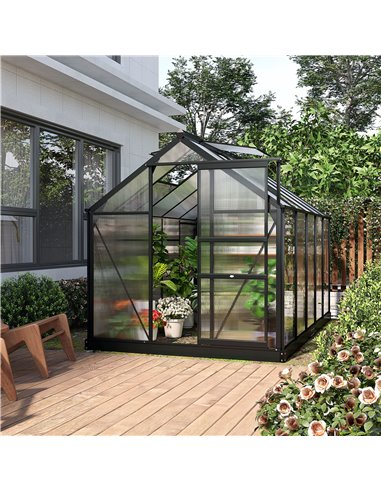 Outsunny Clear Polycarbonate Large Walk-In Greenhouse, Grey & Clear 845-059V01GY