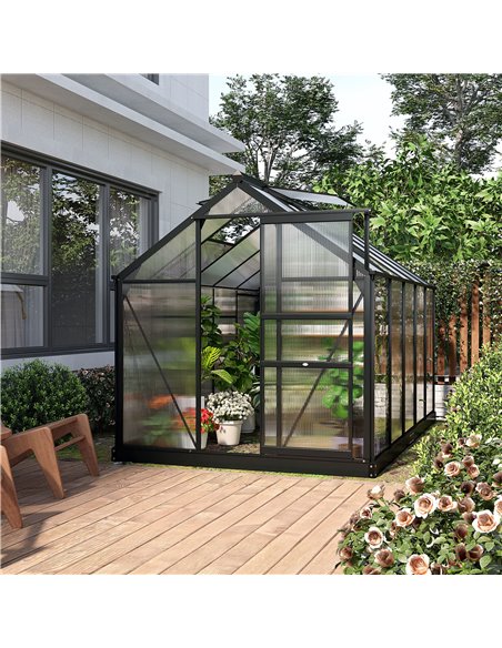 Outsunny Clear Polycarbonate Large Walk-In Greenhouse, Grey & Clear 845-059V01GY - pic 38740 | FastDaddyshop