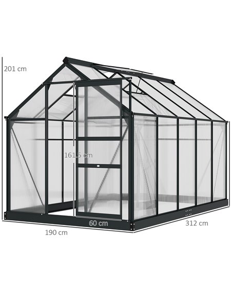 Outsunny Clear Polycarbonate Large Walk-In Greenhouse, Grey & Clear 845-059V01GY - pic 38741 | FastDaddyshop