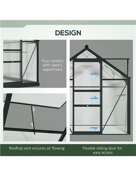 Outsunny Clear Polycarbonate Greenhouse Large Walk-In Green House Garden Plants Grow Galvanized Base Aluminium Frame with Slide  - pic 38742 | FastDaddyshop