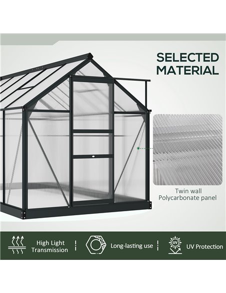 Outsunny Clear Polycarbonate Greenhouse Large Walk-In Green House Garden Plants Grow Galvanized Base Aluminium Frame with Slide  - pic 38743 | FastDaddyshop